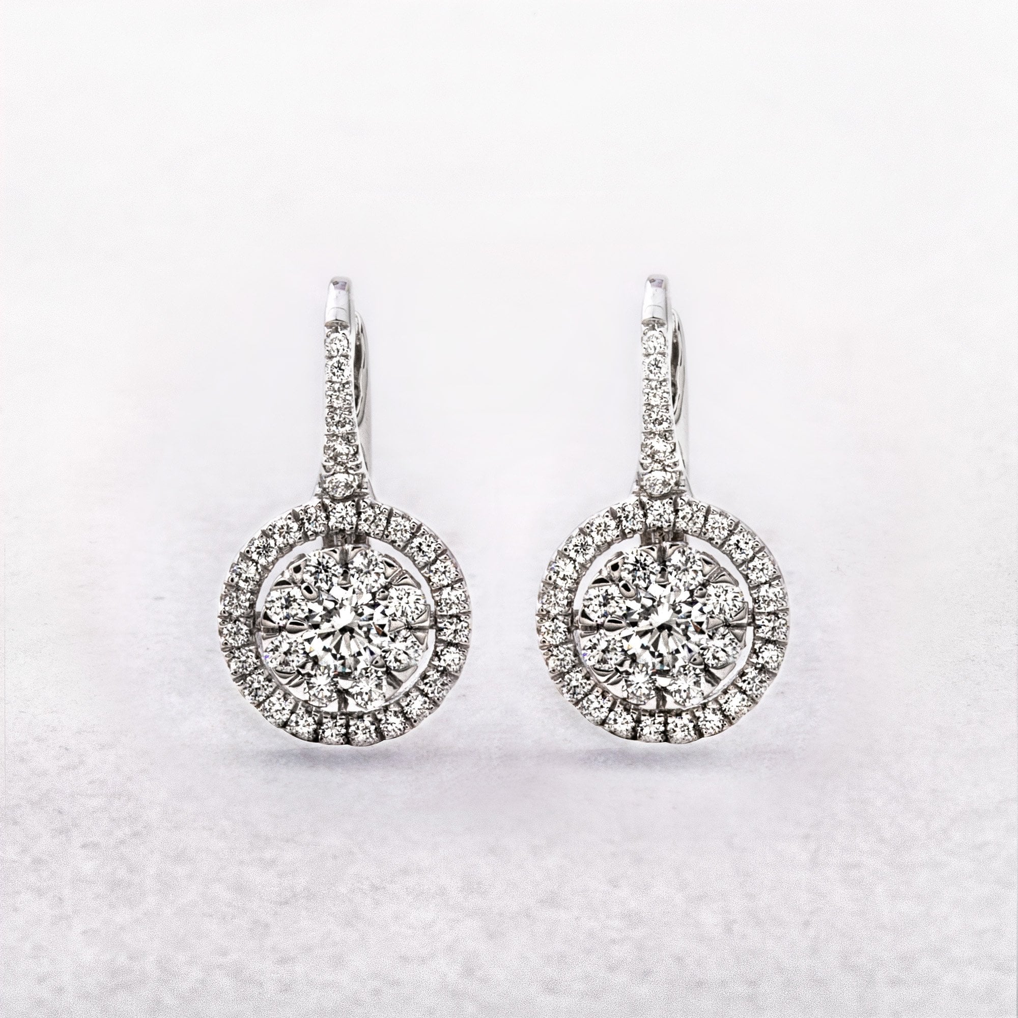 Natural Diamond .92ct Round Halo Hoop Earrings in 18ct White Gold