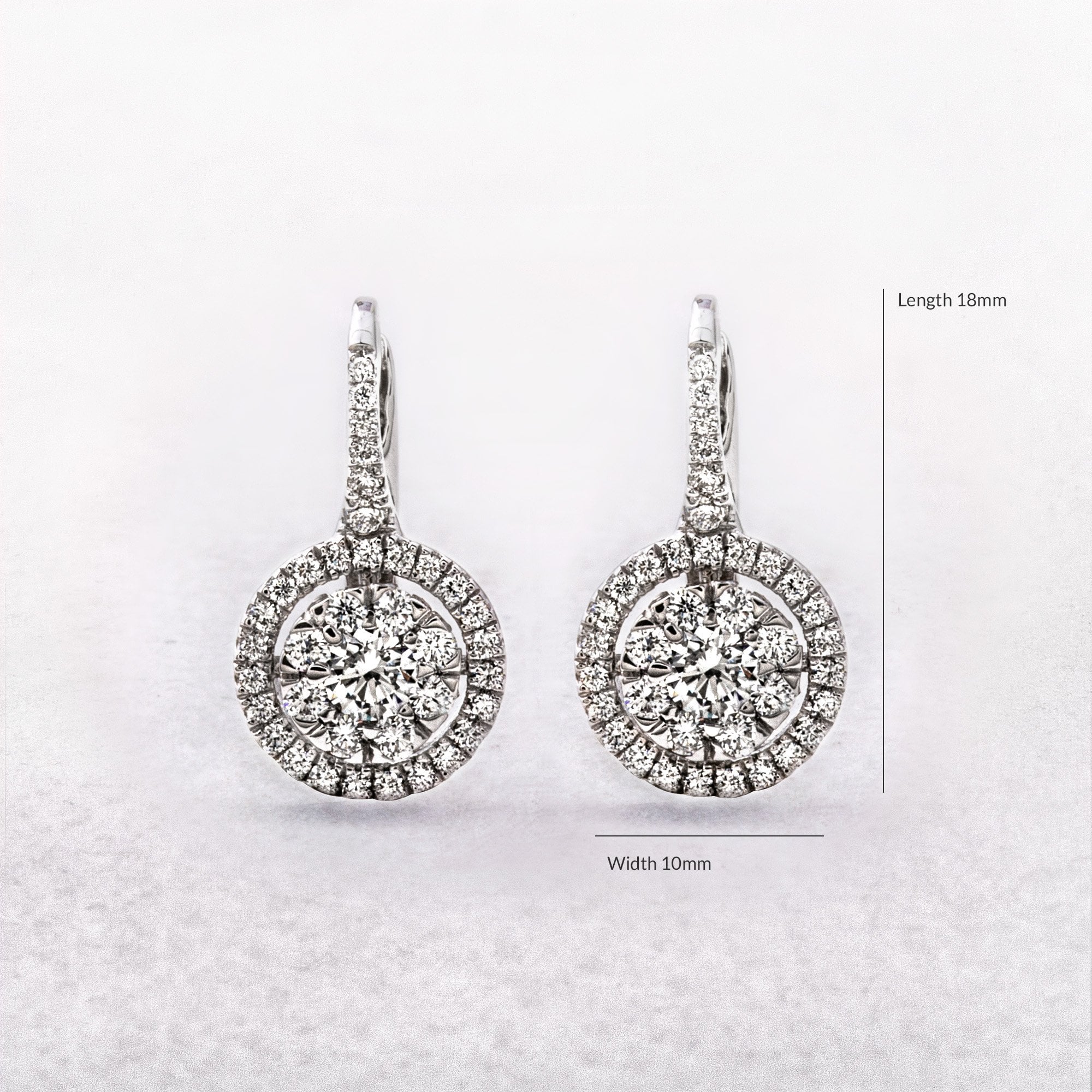 Natural Diamond .92ct Round Halo Hoop Earrings in 18ct White Gold