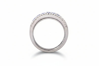 Natural diamond and Sapphire Princess Cut Ring in 18ct White Gold