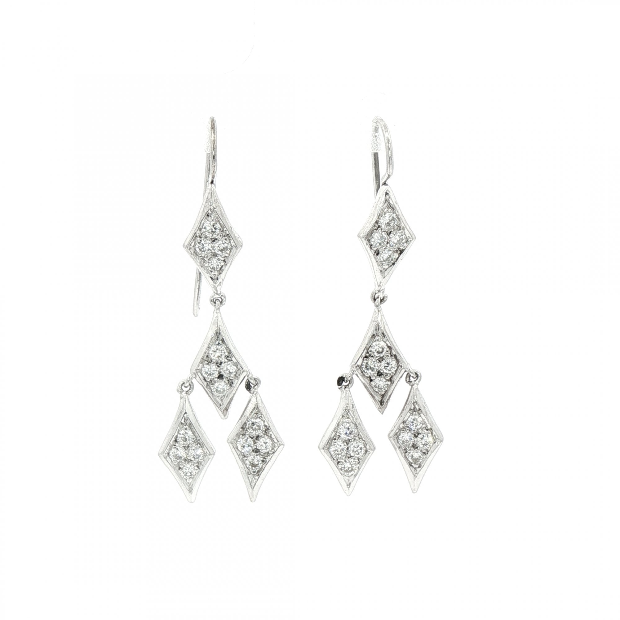 Natural Diamond Drop Marquise Shaped Earrings in 18ct White Gold