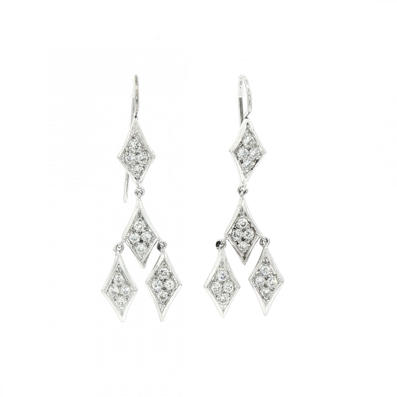 Natural Diamond Drop Marquise Shaped Earrings in 18ct White Gold