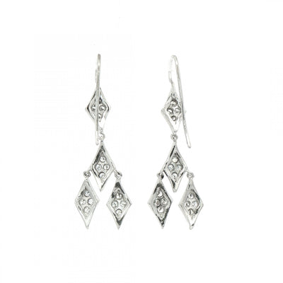 Natural Diamond Drop Marquise Shaped Earrings in 18ct White Gold