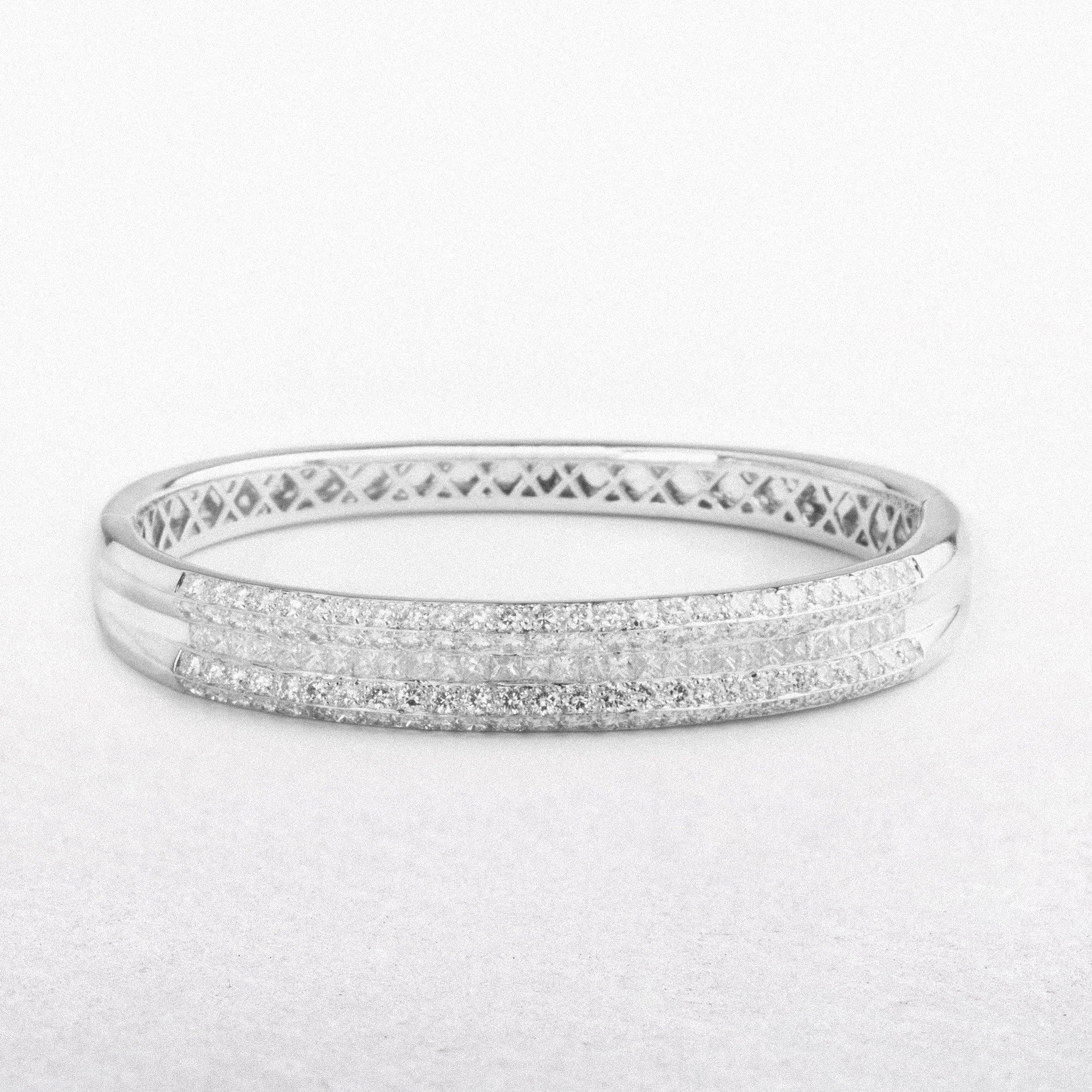 Natural Diamond Five Row Princess Cut Bangle