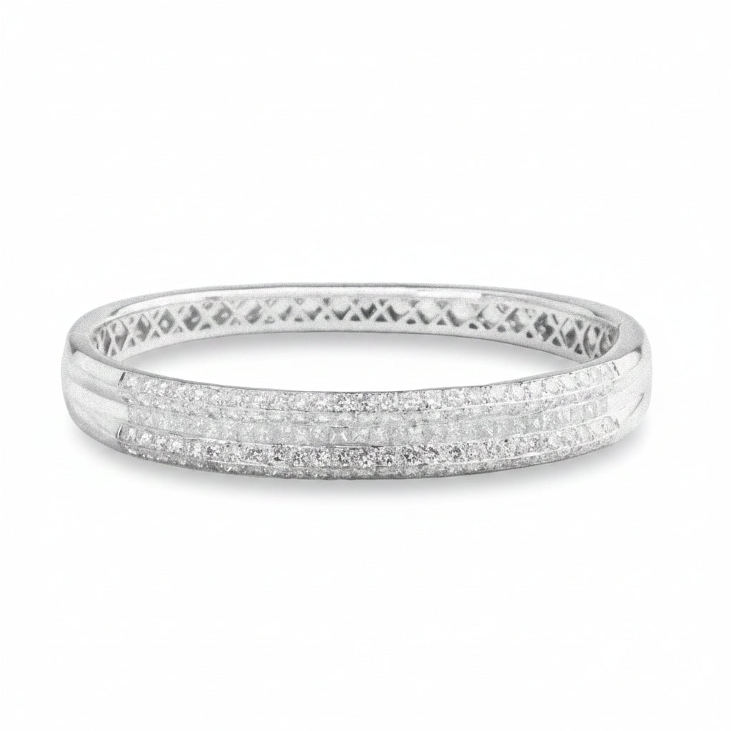 Natural Diamond Five Row Princess Cut Bangle