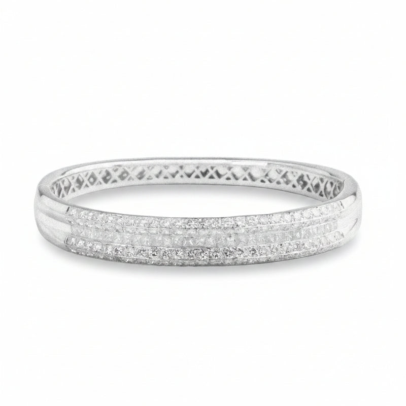 Natural Diamond Five Row Princess Cut Bangle