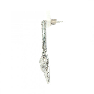 Natural Diamond Heart Vintage Drop Earrings in 18ct White Gold