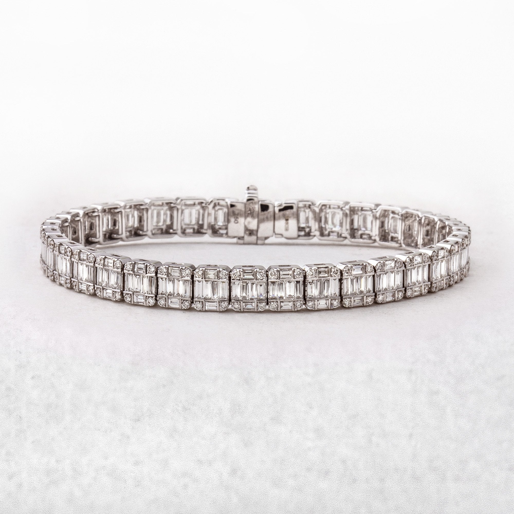 Natural Diamond Invisible Set 5.45ct Line Bracelet in 18ct White Gold