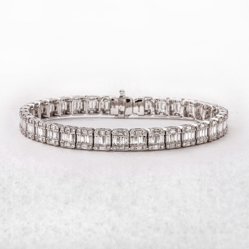 Natural Diamond Invisible Set 5.45ct Line Bracelet in 18ct White Gold