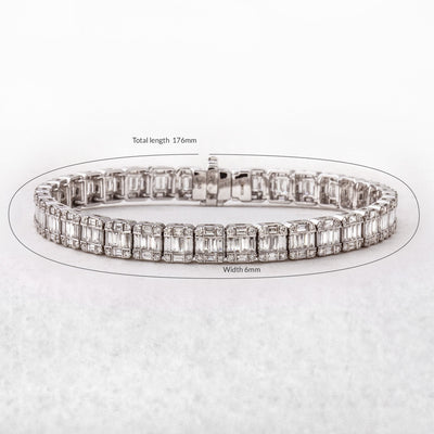 Natural Diamond Invisible Set 5.45ct Line Bracelet in 18ct White Gold