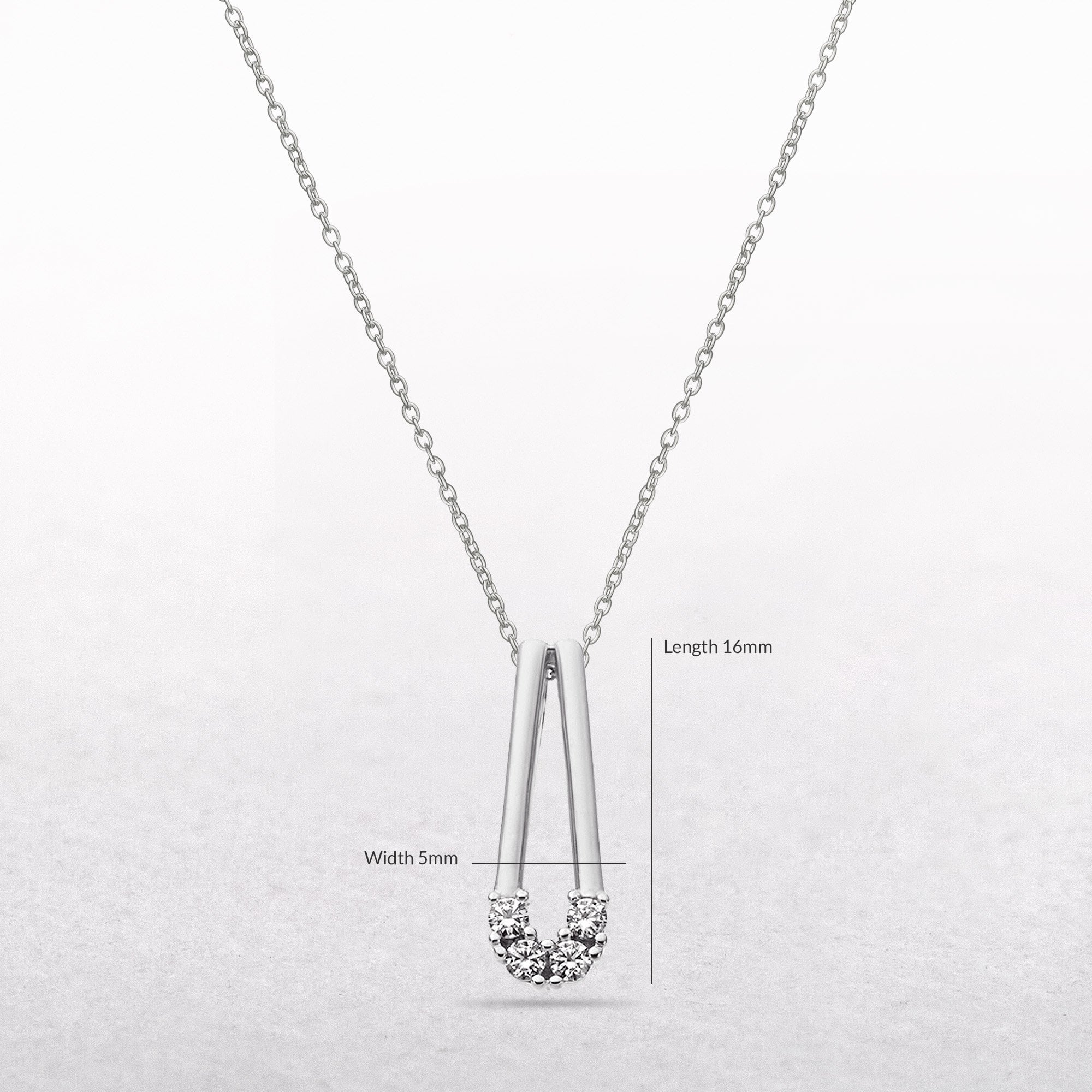 Natural Diamond Set Curved Bar Pendant in 9ct White Gold