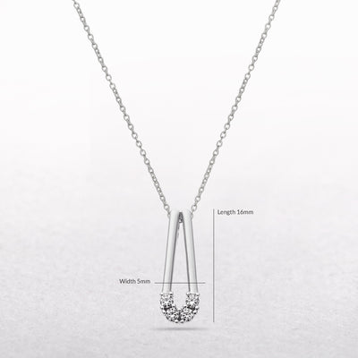 Natural Diamond Set Curved Bar Pendant in 9ct White Gold