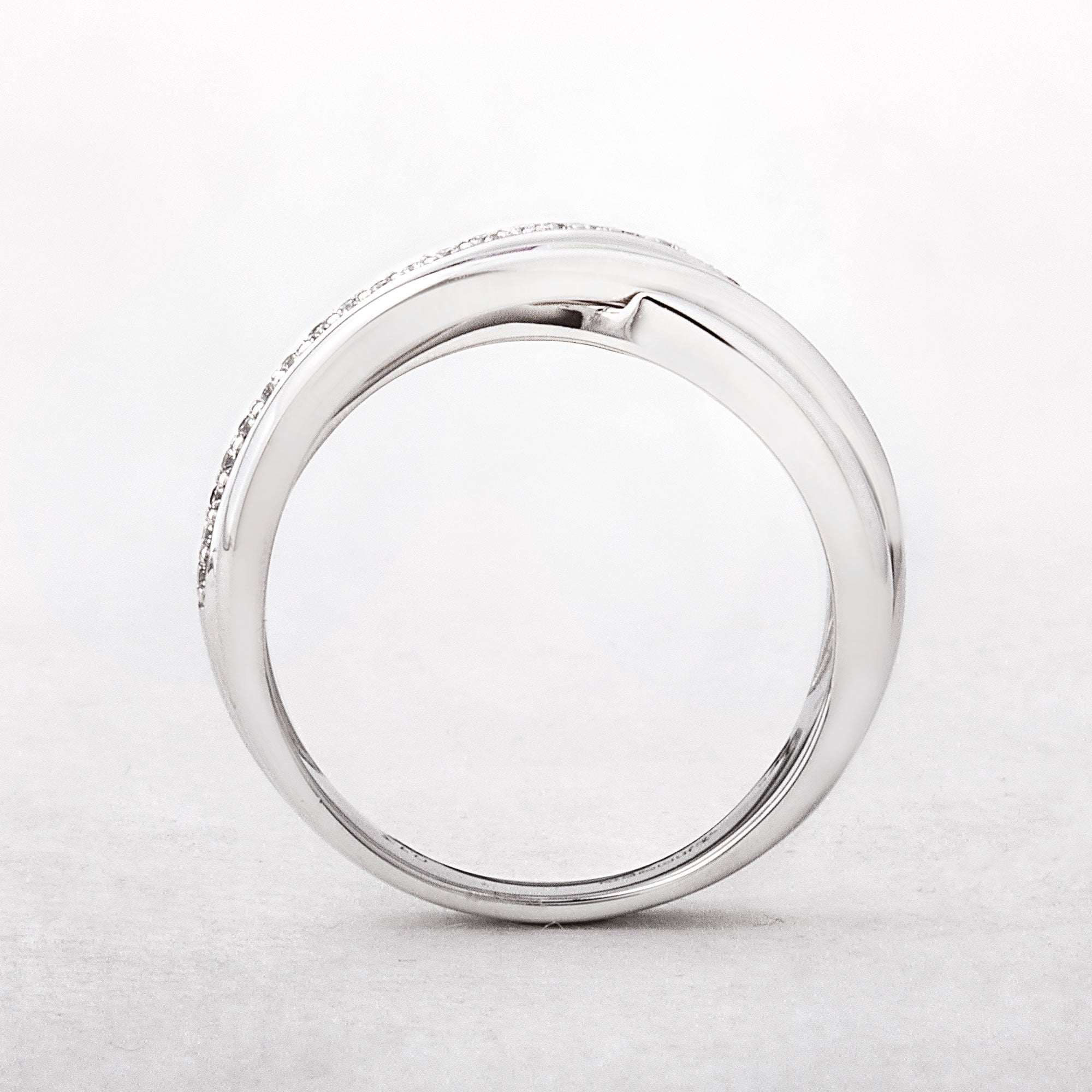 Natural Diamonds 0.13ct Three Row Twisted Bands, 9ct Gold Dress Ring