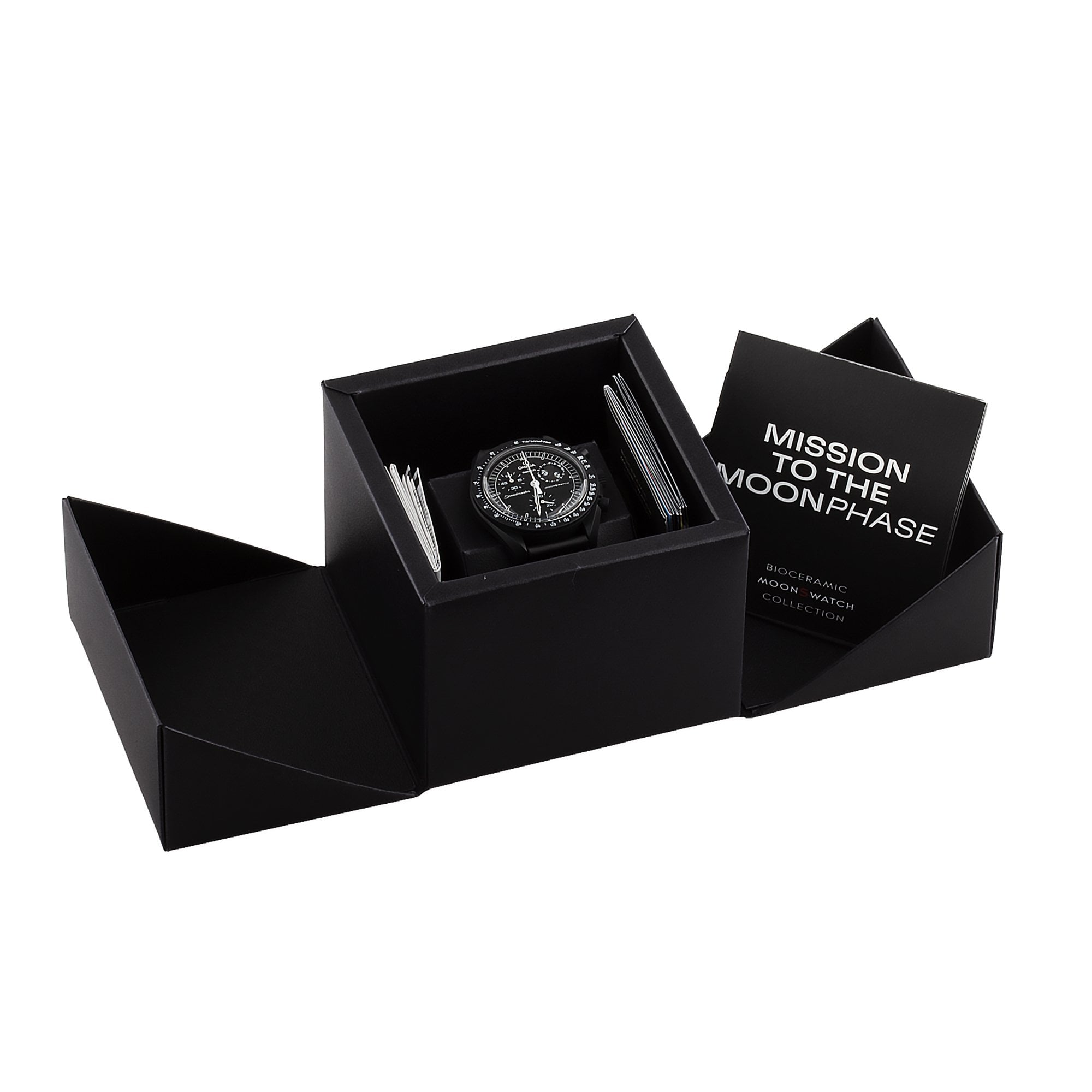 Omega X Swatch Mission To The Moon Phase All Black with Snoopy
