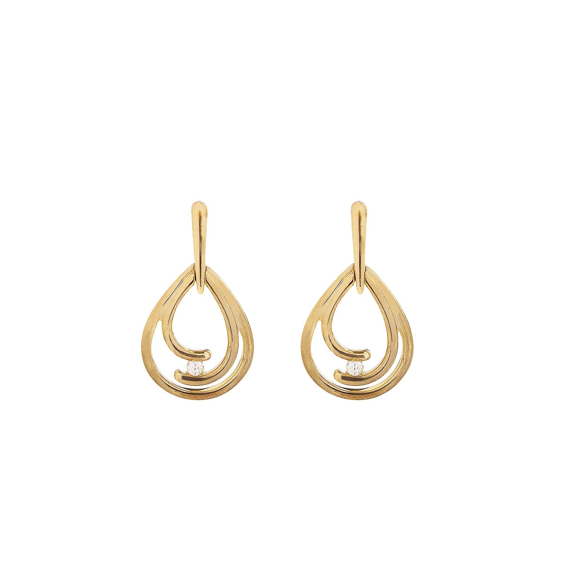 Open Circle 0.04ct Diamond Set Earrings in 9ct Yellow Gold