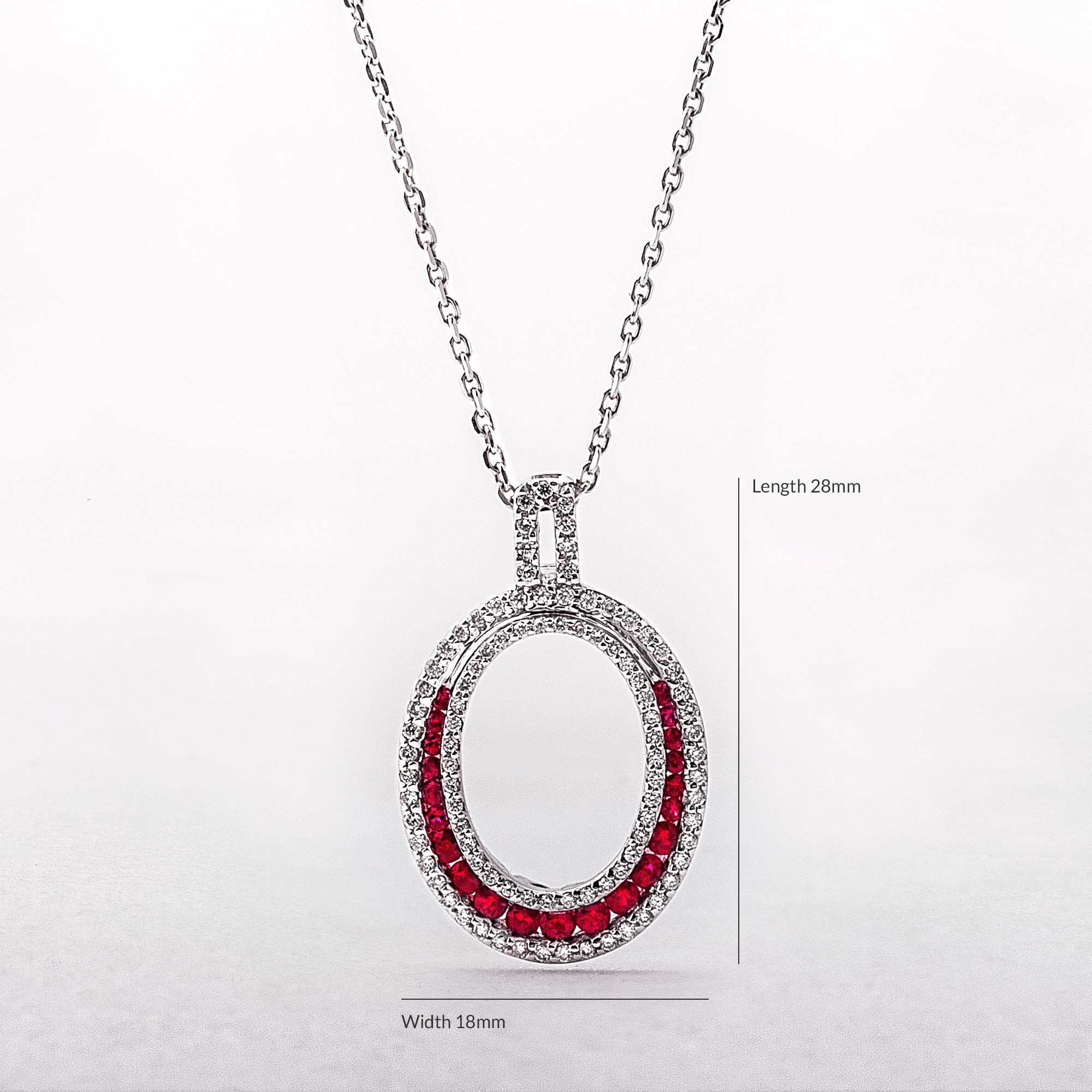 Open Oval Shape 0.57ct Ruby & 0.42ct Diamond Pendant