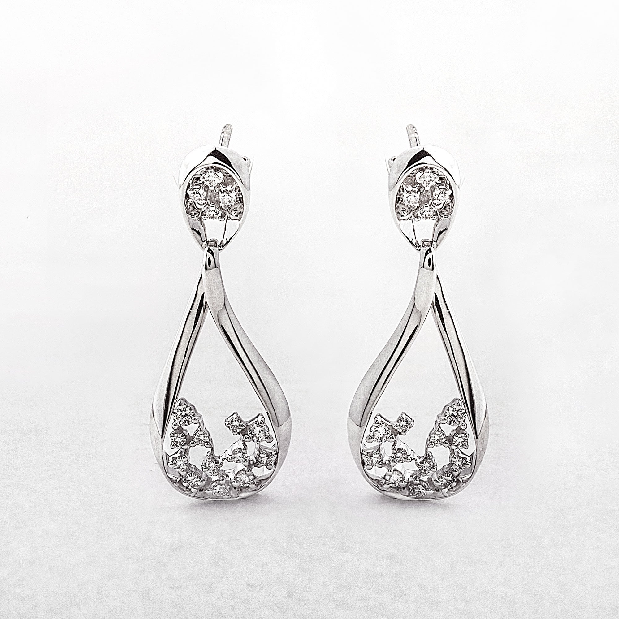 Open Pear Shape 0.53ct Natural Diamond Stud Drop Gold Earrings