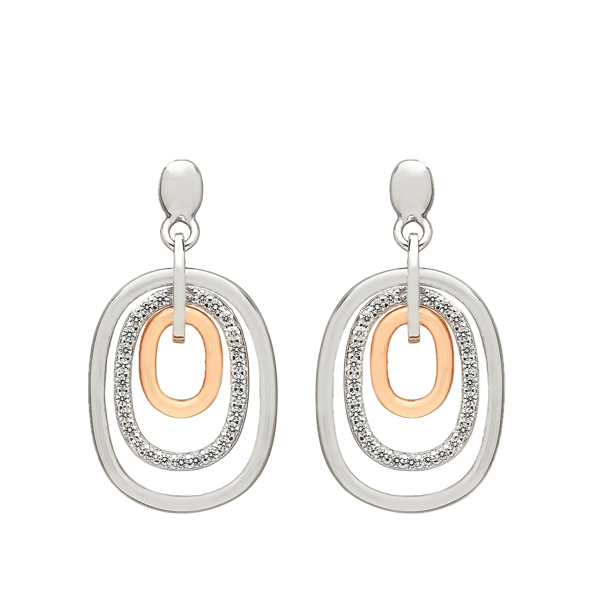 Oval Irish Rose Gold House of Lor Drop Earrings