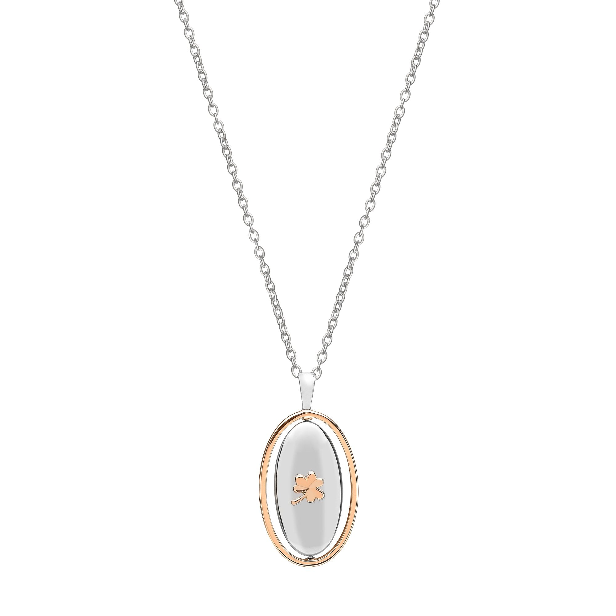 Oval Irish Rose Gold Shamrock & Silver House of Lor Pendant