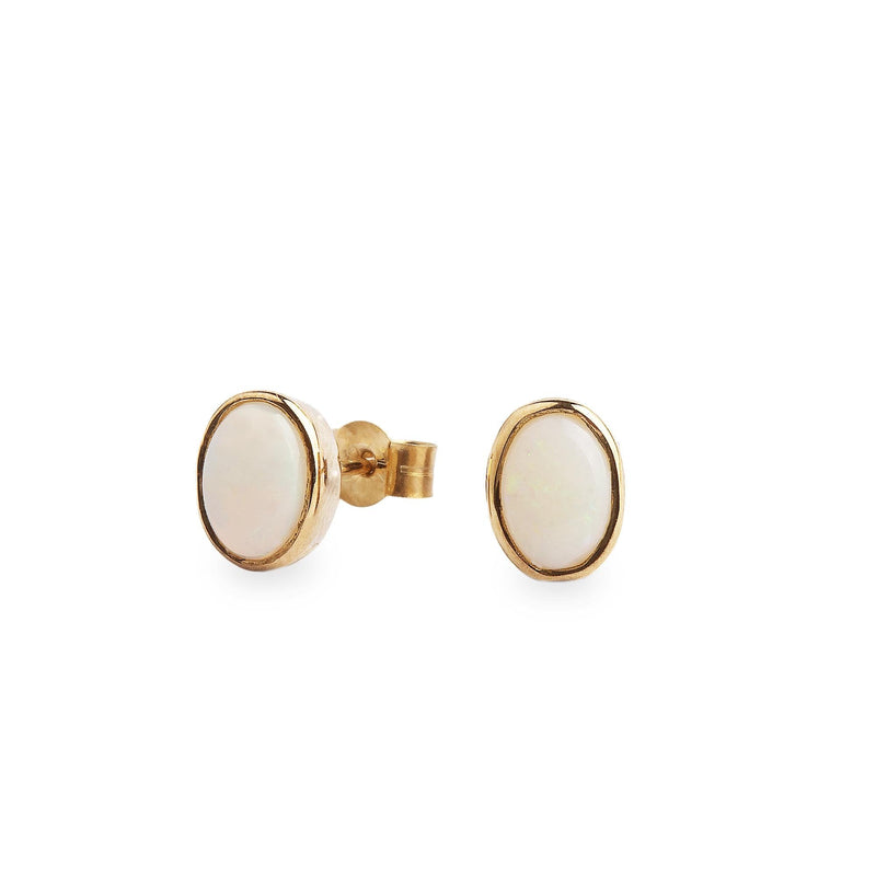 Oval Opal Stud Earrings in 9ct Yellow Gold