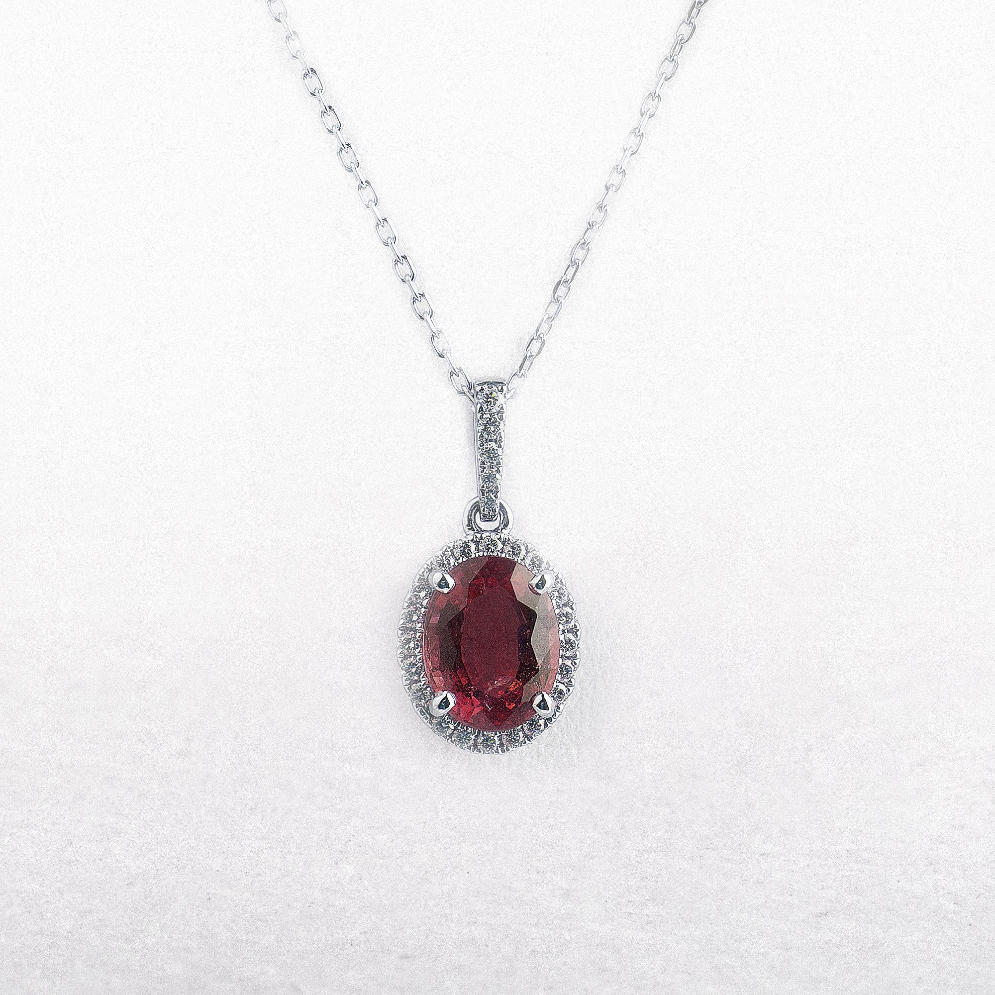 Oval Ruby & Natural Diamond Pendant