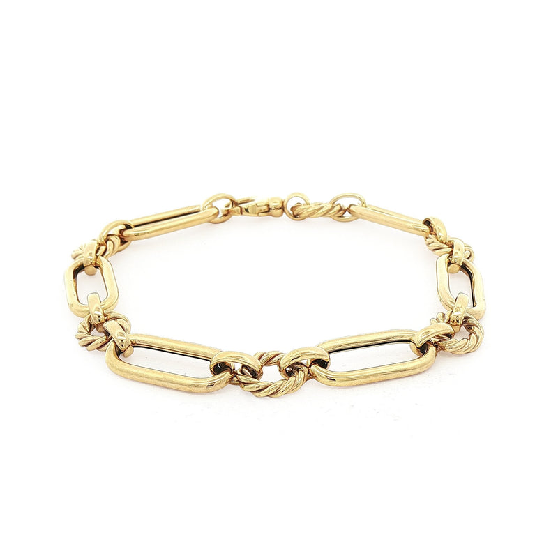 Oval with Twist Ring Link Bracelet in 9ct Yellow Gold