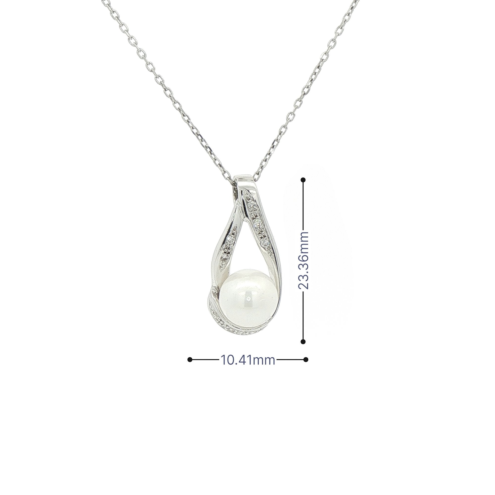 Pearl & Natural Diamond Teardrop Pendant in 18ct White Gold