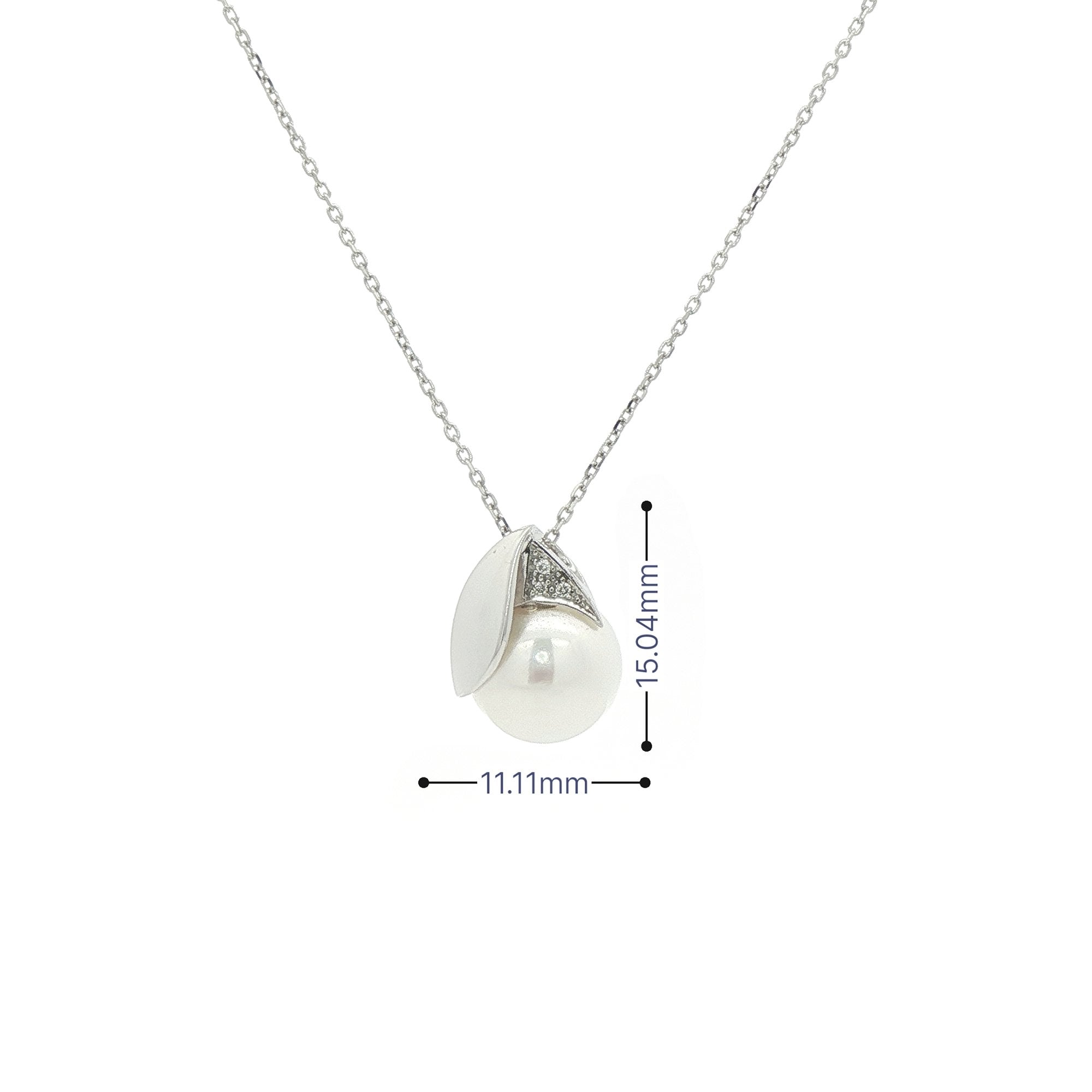 Pearls & Natural Diamond Pendant in 9ct White Gold