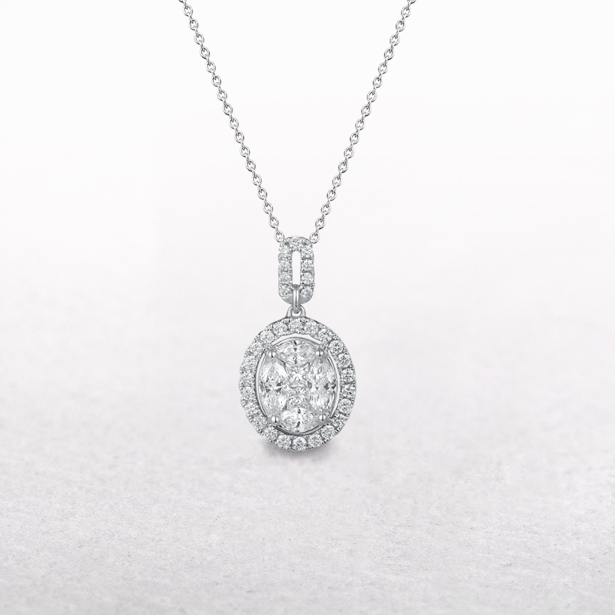 18ct White Gold Natural Diamond Halo Pendant 0.70ct