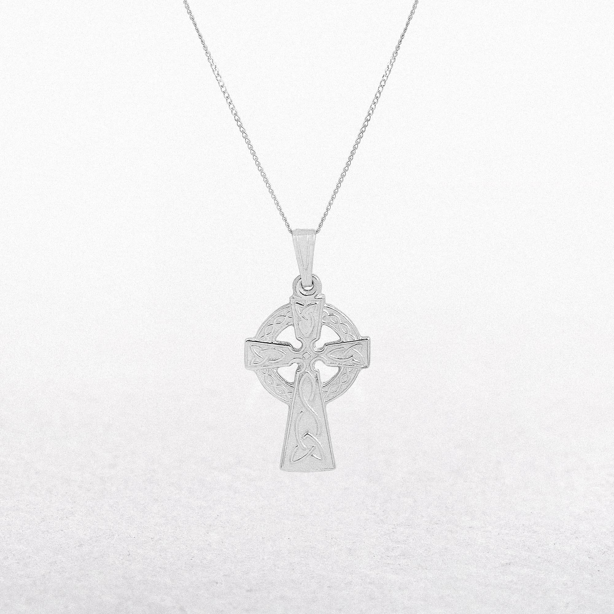 10ct White Gold Medium Celtic Cross