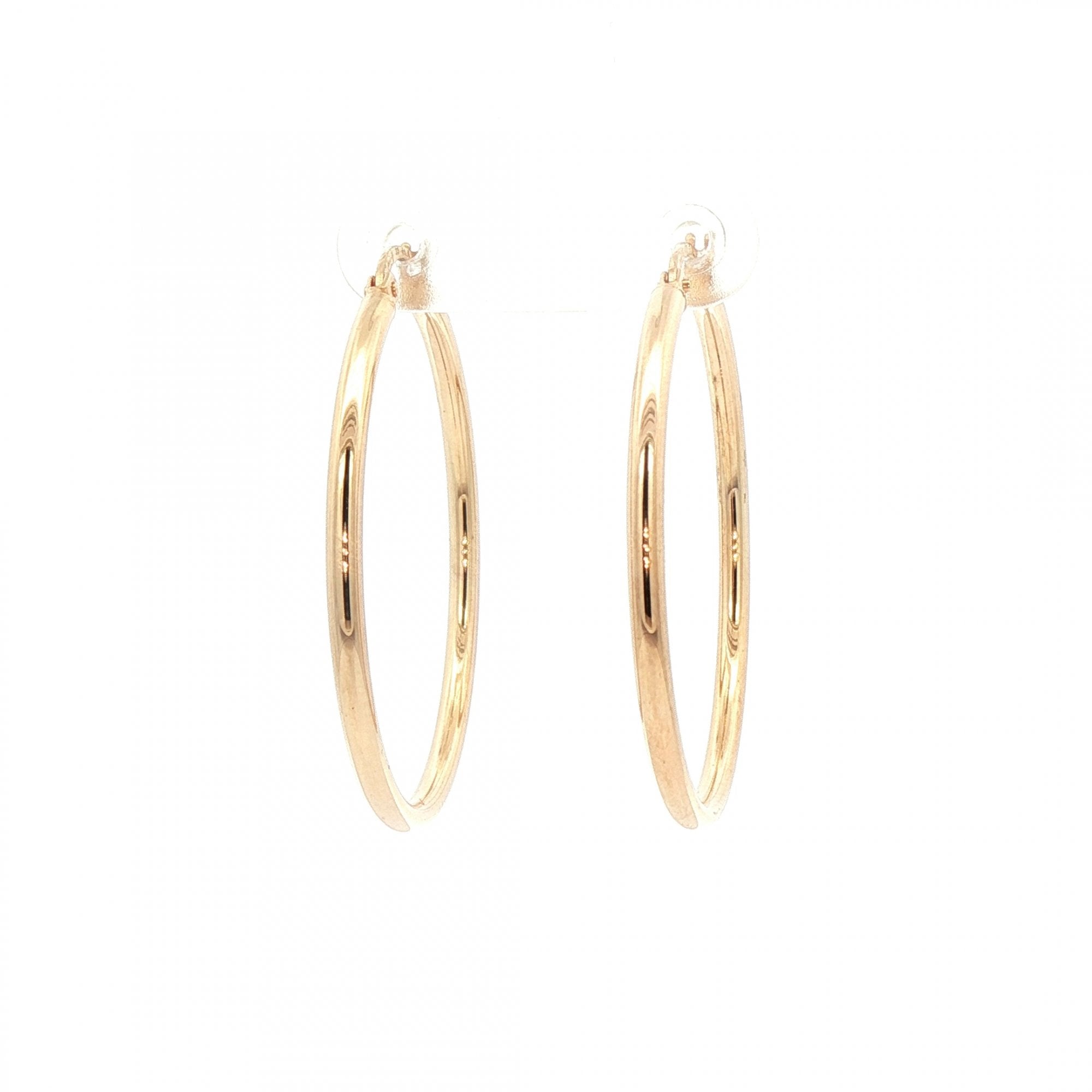 Plain Hoop Earrings 33mm in 9ct Yellow Gold