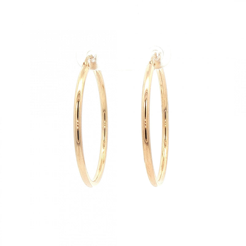 Plain Hoop Earrings 33mm in 9ct Yellow Gold