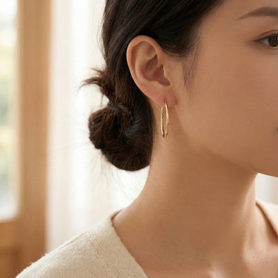 Plain Hoop Earrings 33mm in 9ct Yellow Gold