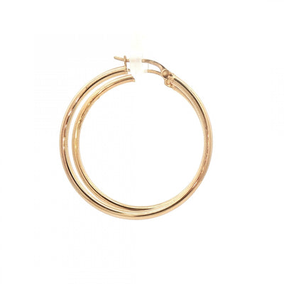 Plain Hoop Earrings 33mm in 9ct Yellow Gold