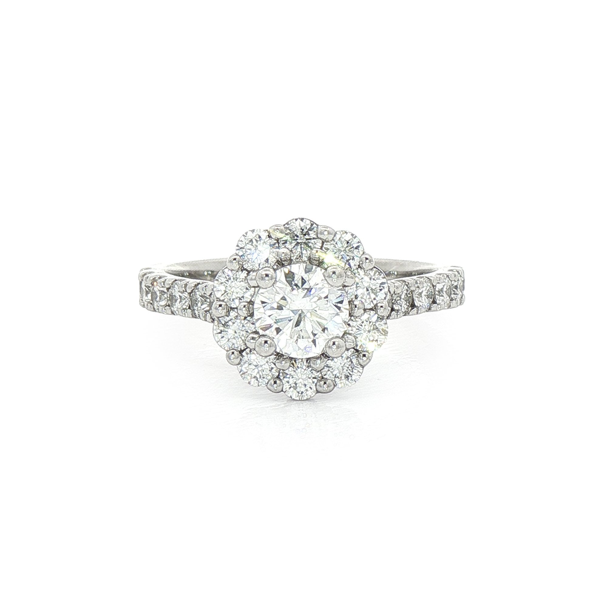 Platinum 0.50ct Round Brilliant-Cut Halo Cluster Ring