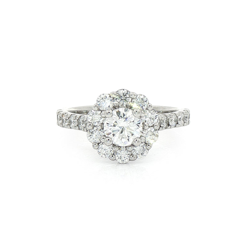 Platinum 0.50ct Round Brilliant-Cut Halo Cluster Ring