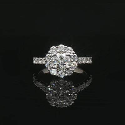 Platinum 0.50ct Round Brilliant-Cut Halo Cluster Ring