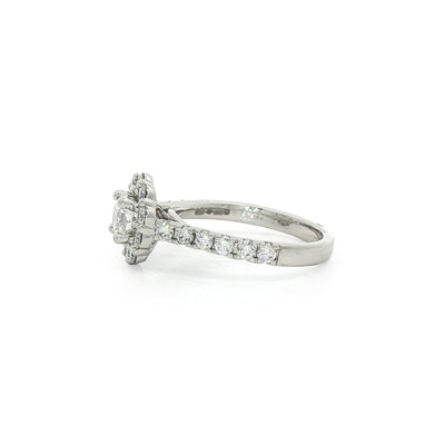 Platinum 0.50ct Round Brilliant-Cut Halo Cluster Ring