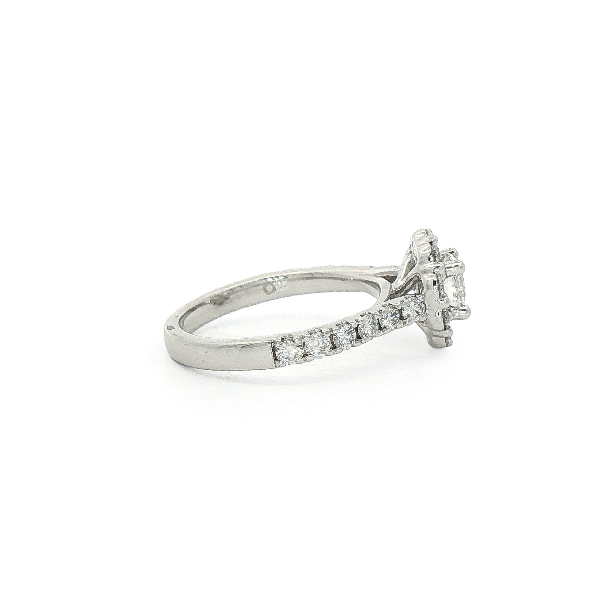 Platinum 0.50ct Round Brilliant-Cut Halo Cluster Ring