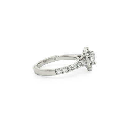 Platinum 0.50ct Round Brilliant-Cut Halo Cluster Ring
