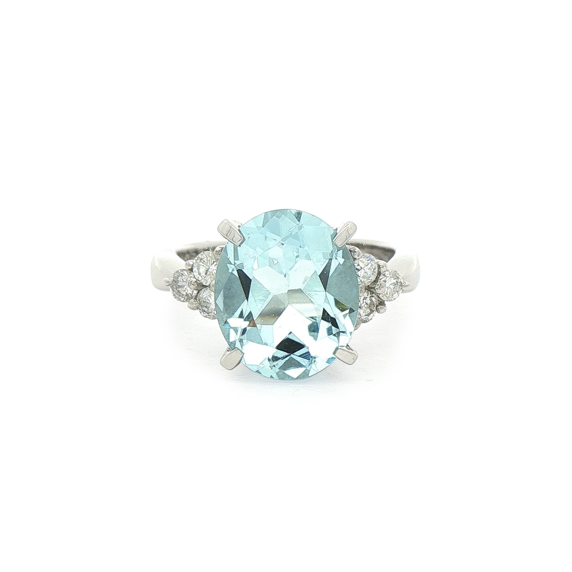 Platinum Aquamarine & Natural Diamond Dress Ring