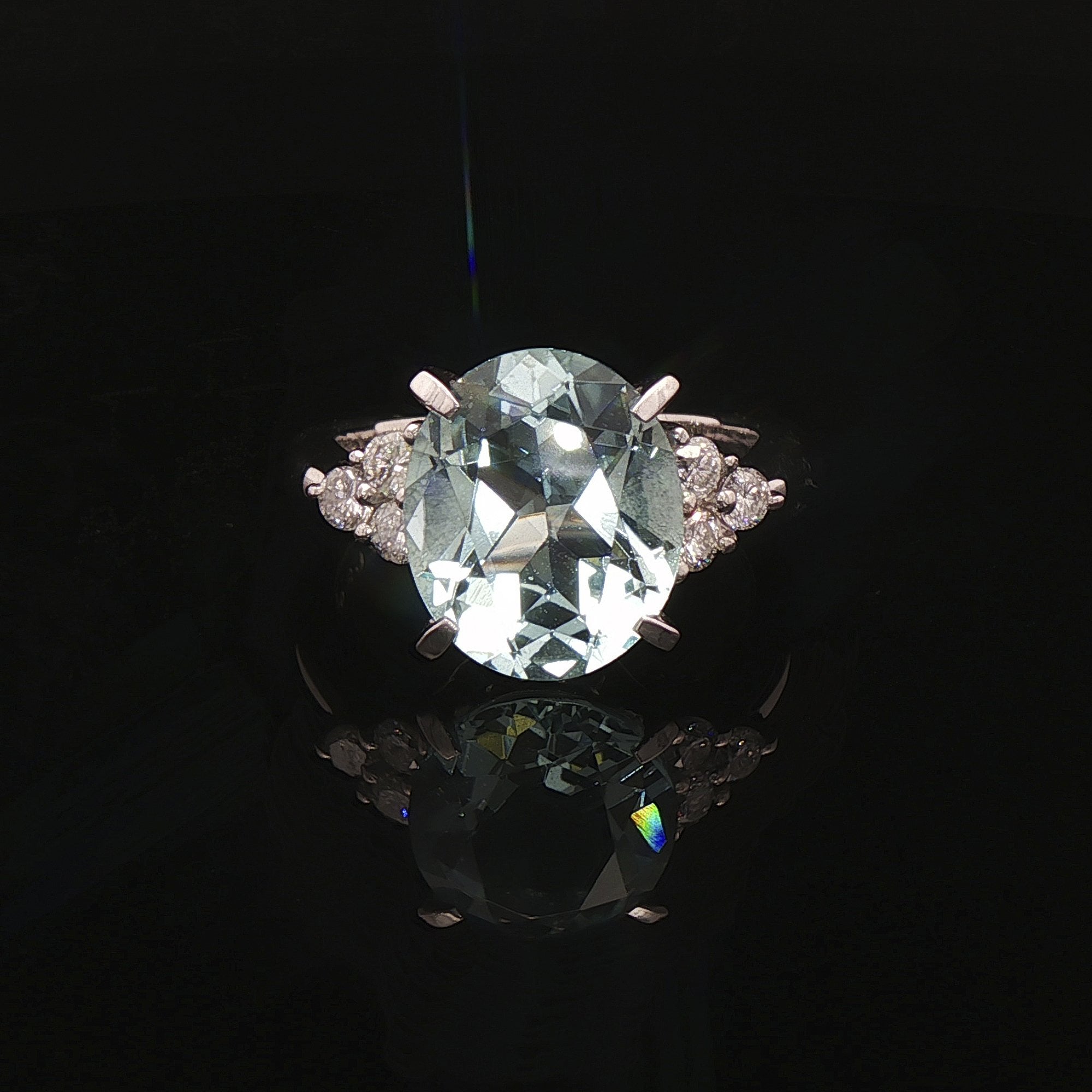 Platinum Aquamarine & Natural Diamond Dress Ring