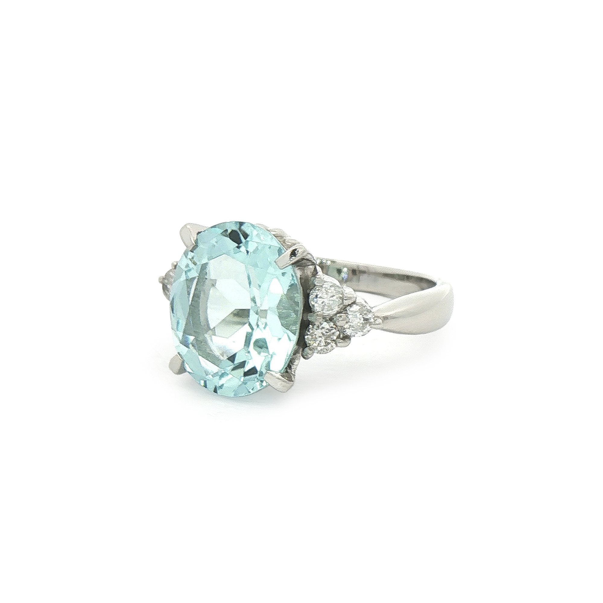 Platinum Aquamarine & Natural Diamond Dress Ring