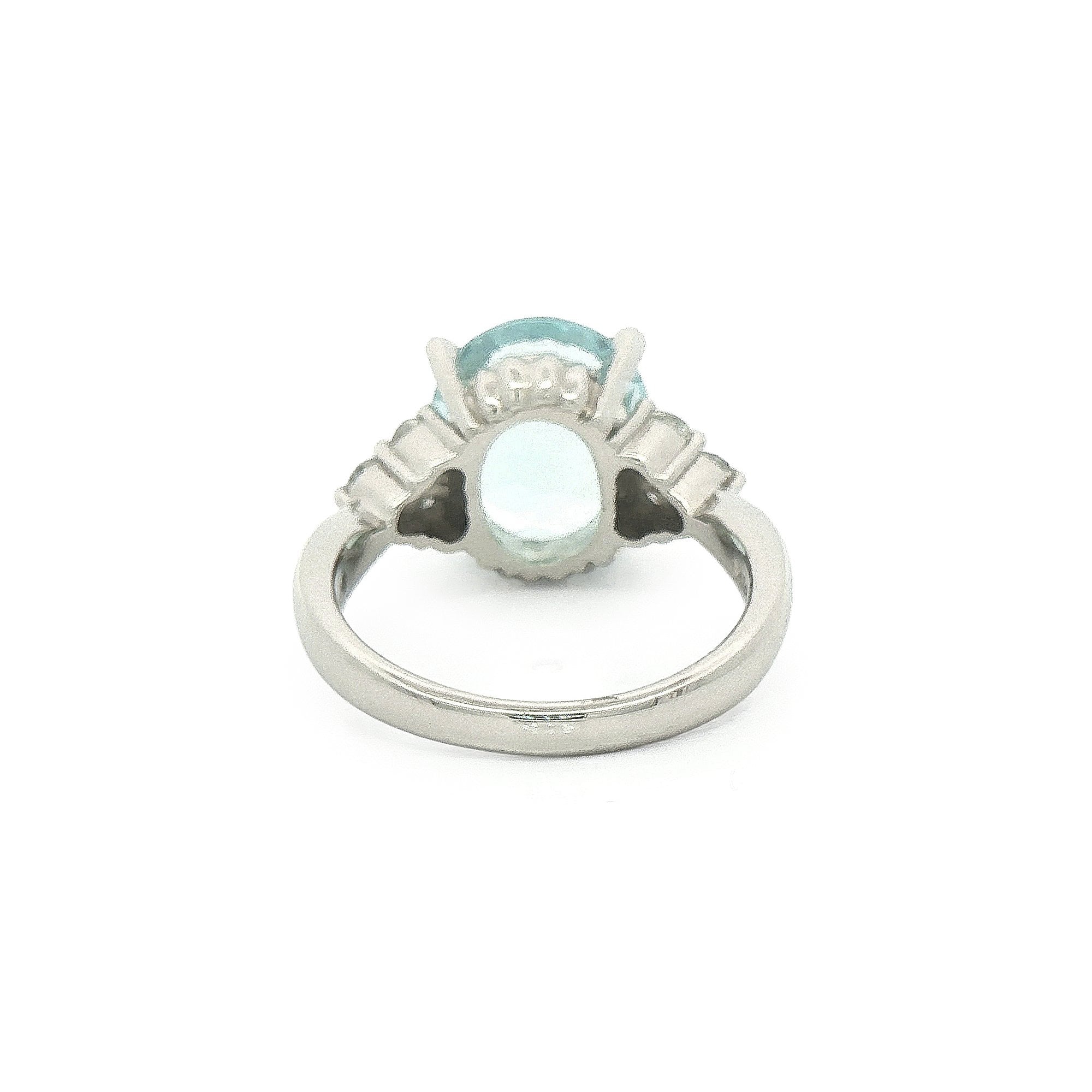 Platinum Aquamarine & Natural Diamond Dress Ring