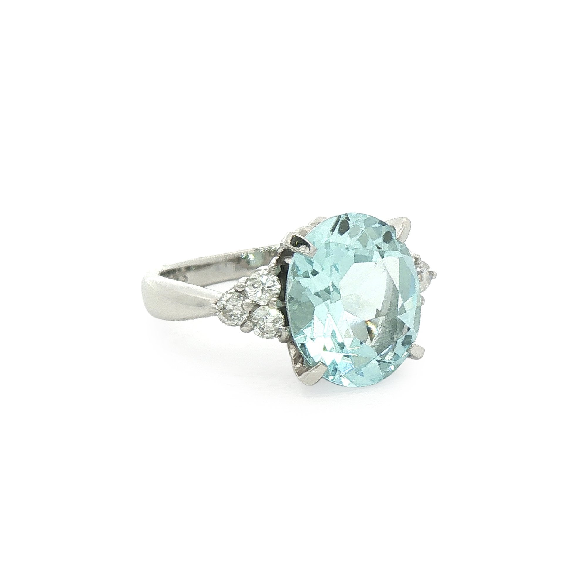 Platinum Aquamarine & Natural Diamond Dress Ring