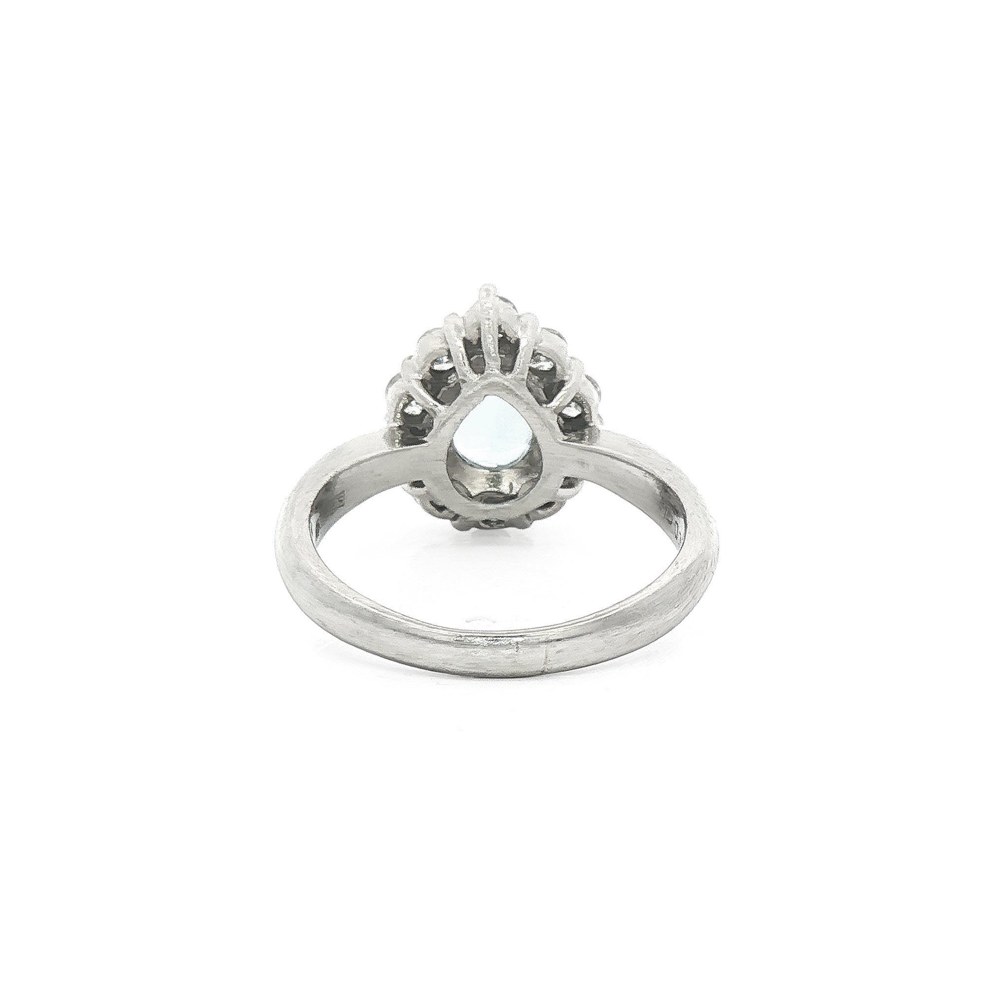 Platinum Aquamarine & Natural Diamond Pear Shape Cluster Ring