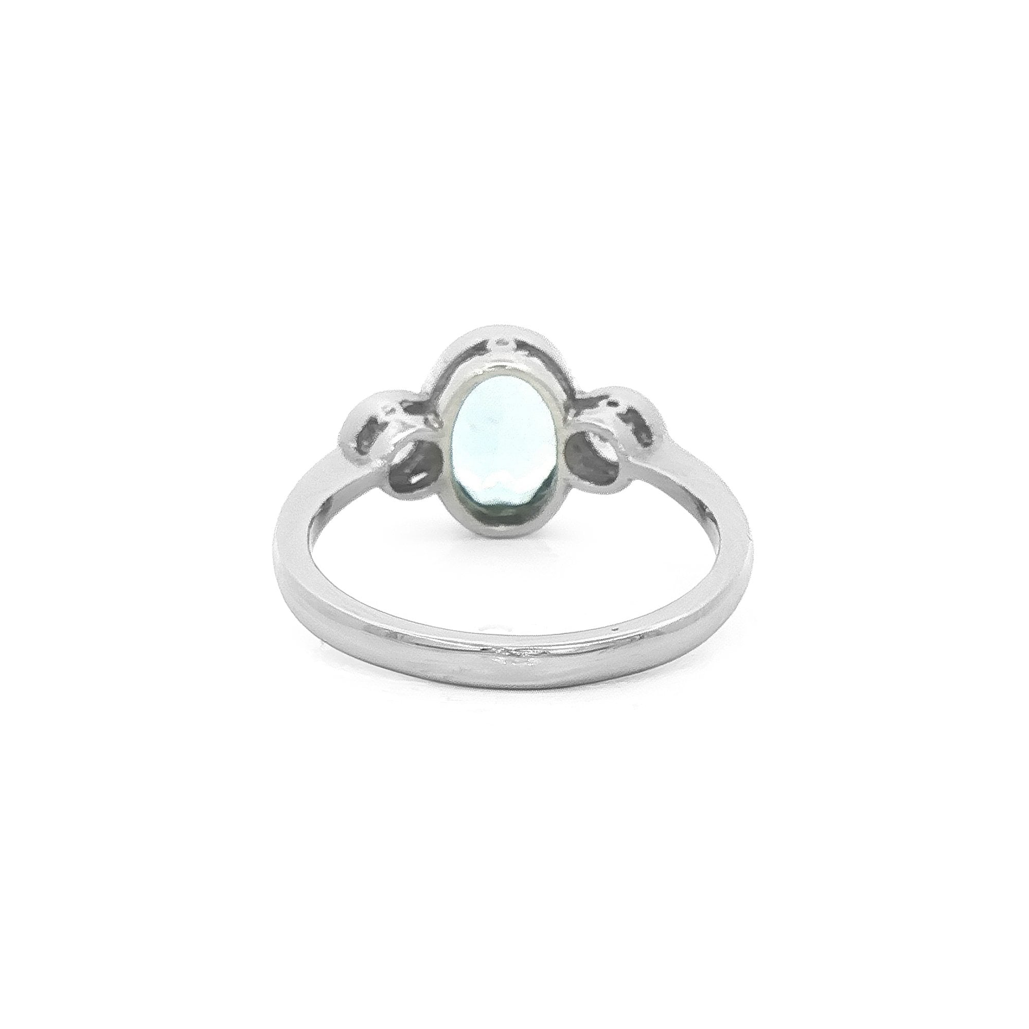 Platinum Aquamarine & Natural Diamond Three Stone Dress Ring