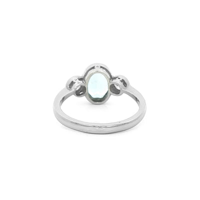 Platinum Aquamarine & Natural Diamond Three Stone Dress Ring