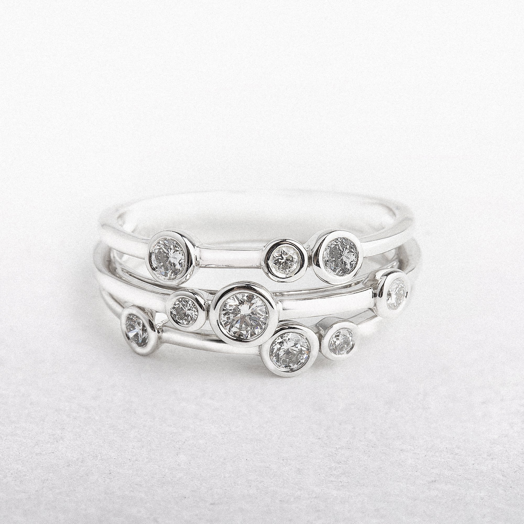 Platinum Natural Diamond Rubover Ring