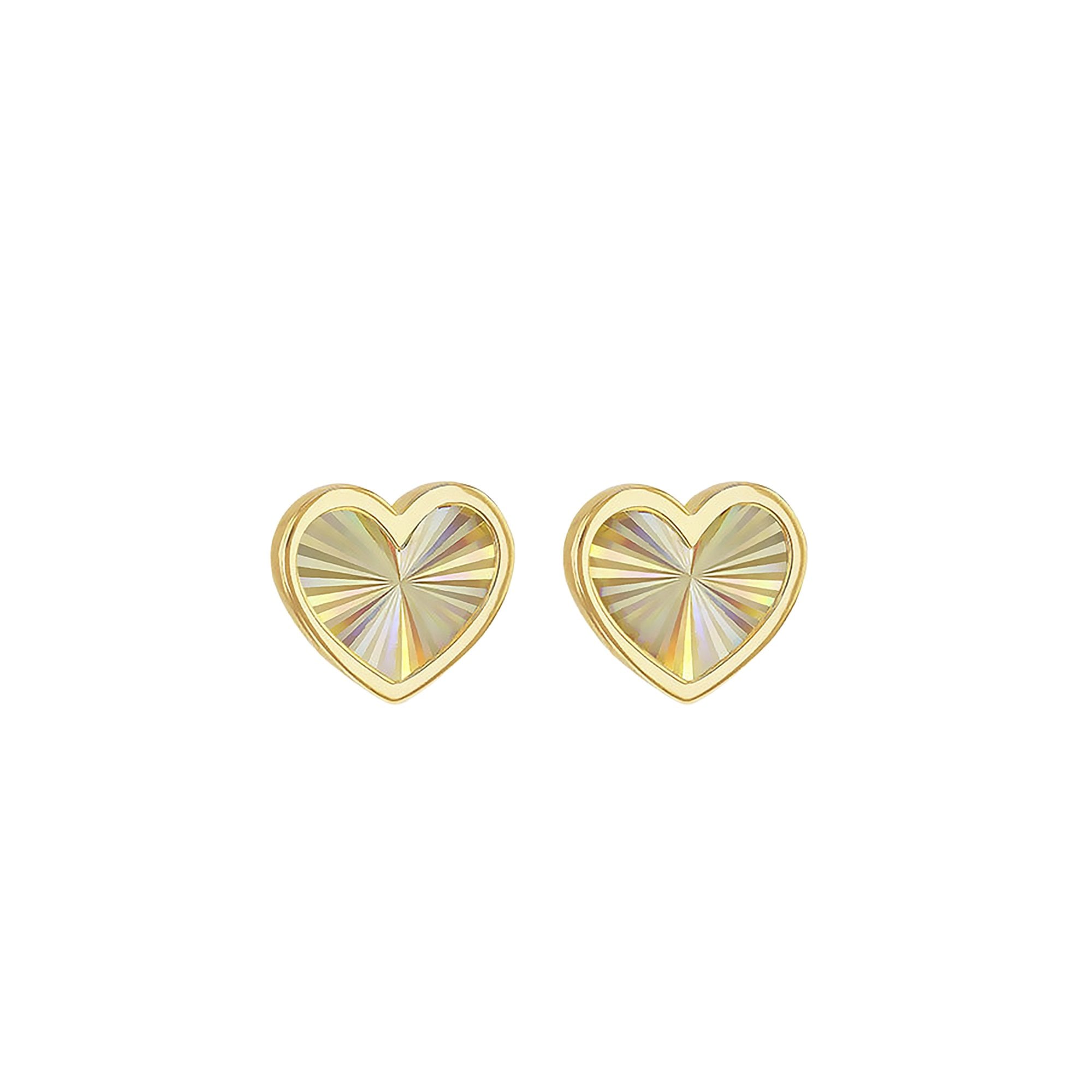Rainbow Heart Stud Earring in 9ct Yellow Gold