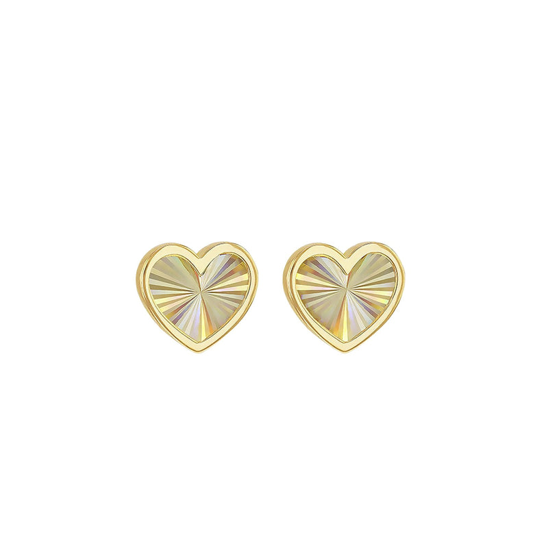Rainbow Heart Stud Earring in 9ct Yellow Gold